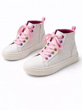 Steve Madden Girls High Top Sneakers Size 2 Metallic Pink Lace Up NWOT